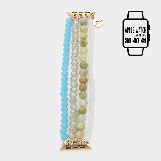 Crystal and Aventurine Beaded Apple Watch Band