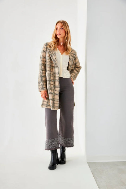 Nekane Plaid Checked Collared Jacket