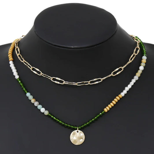 Amazonite Layered Disc Necklace