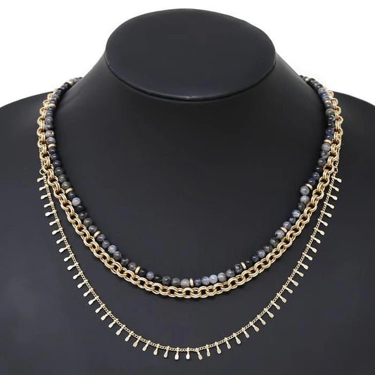 Labradorite Layered Chain Short Necklace