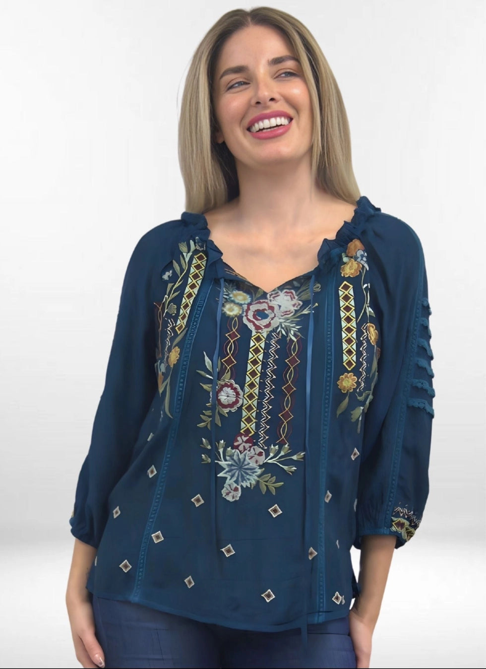 Caite & Kyla Teal Hazel Top