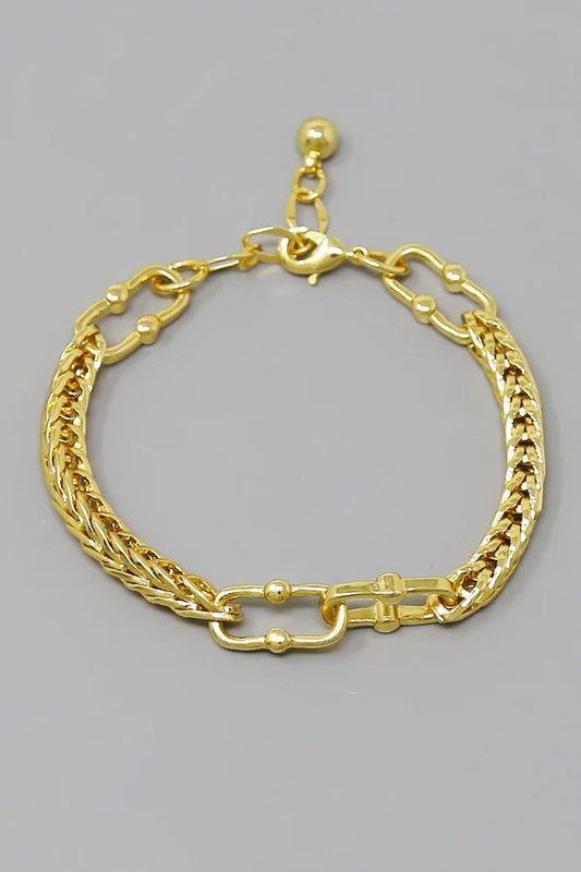 Textured Link Gold Dipped Wheat Chain Bracelet