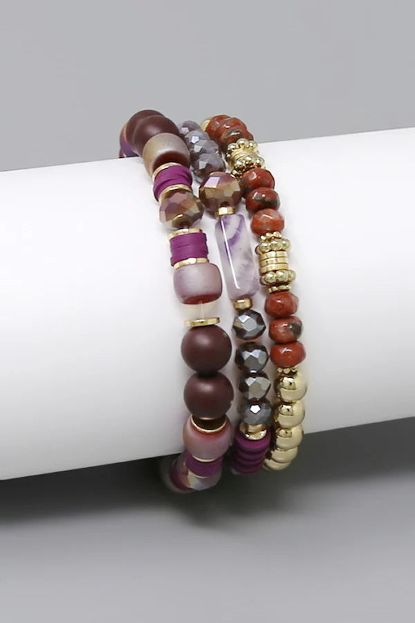 Natural Stone Beaded Stretch Bracelet Set
