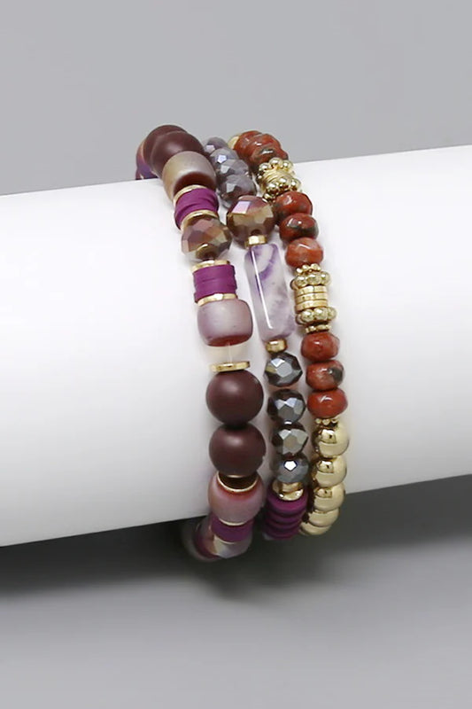 Natural Stone Beaded Stretch Bracelet Set