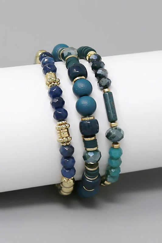 Natural Stone Beaded Stretch Bracelet Set