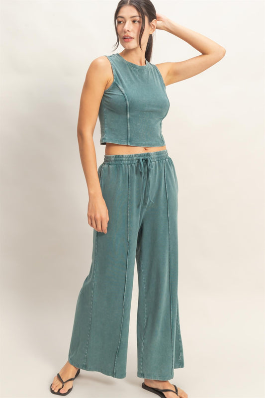 Hyfve Mineral Washed Wide Leg Pants