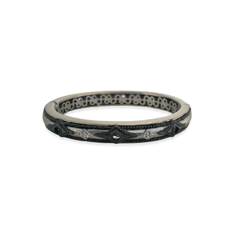 Rhodium Hematite Bangle Bracelet