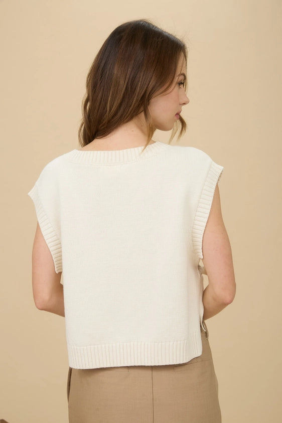 Blu Pepper Cable Knit Side Tie Vest