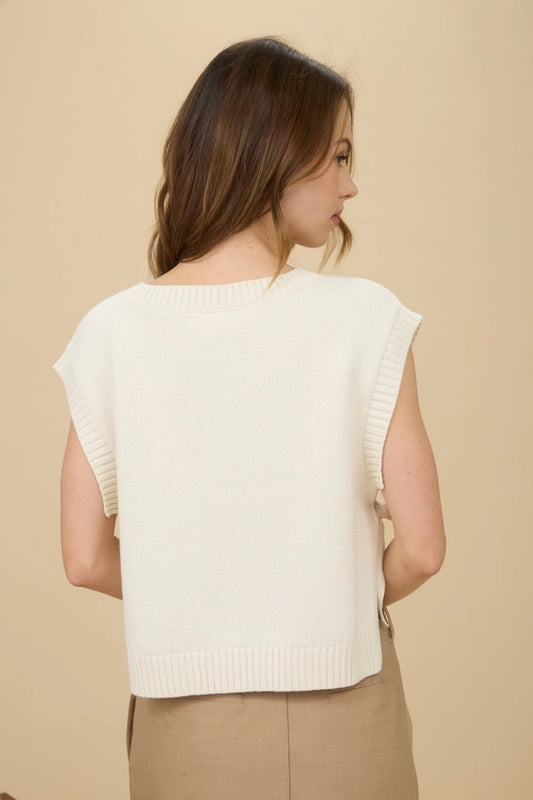 Blu Pepper Cable Knit Side Tie Vest
