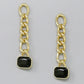 Rectangular Glass Stone Chain Earrings