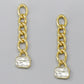 Rectangular Glass Stone Chain Earrings