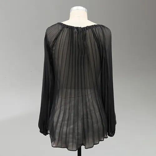Paparazzi Black Pleated Peasant Top