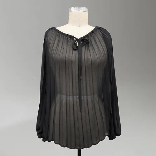 Paparazzi Black Pleated Peasant Top