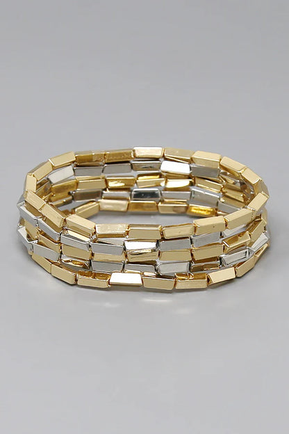 Set of 5 Stretch Metallic Bracelets