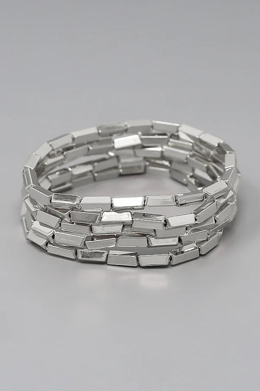 Set of 5 Stretch Metallic Bracelets