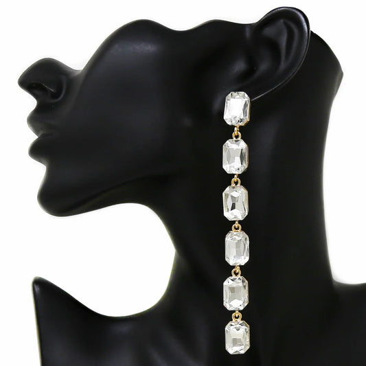 Rectangle Glass Stone Statement Earrings