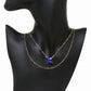 Square Glass Stone Layered Chain Short Necklace