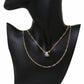Round Glass Stone Layered Chain Short Necklace