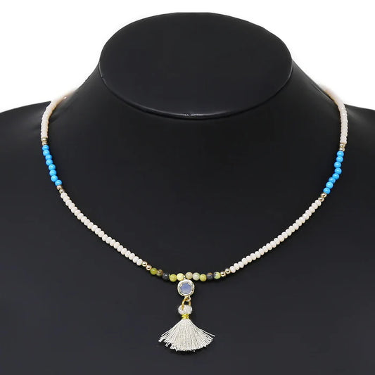 Tassel Pendant Beaded Short Necklace