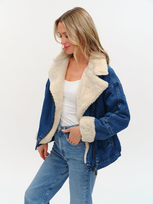Six Fifty Williston Faux Fur Denim Jacket