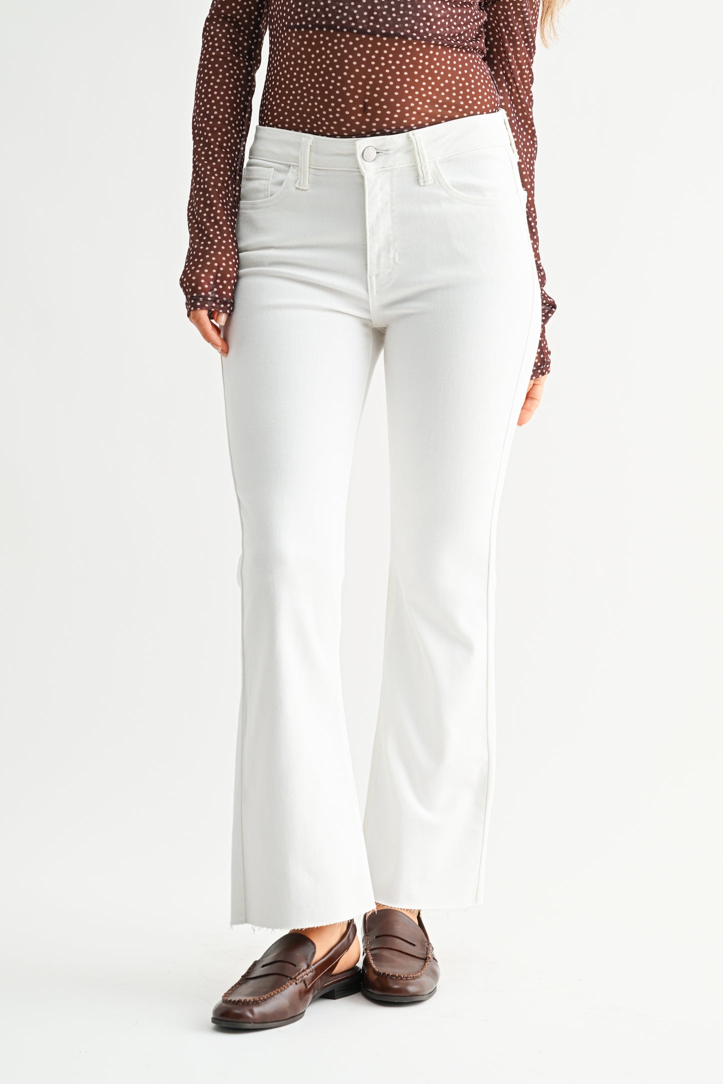 Just Black Cropped Flare White Denim