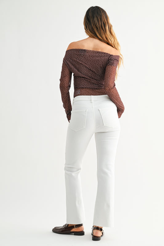 Just Black Cropped Flare White Denim