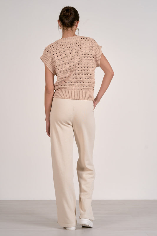 Elan Open Knit Sand Sweater