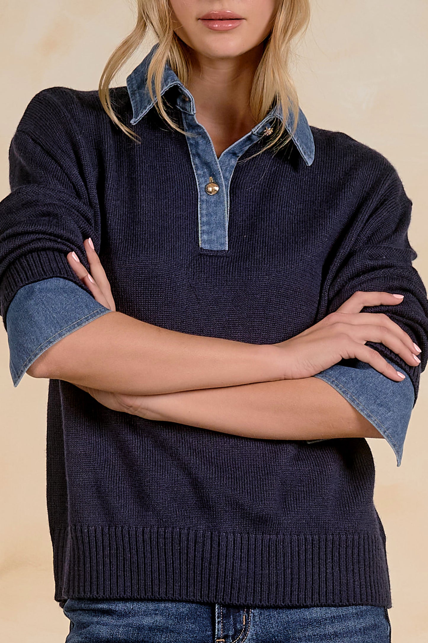 Elan Navy Bostonian Sweater