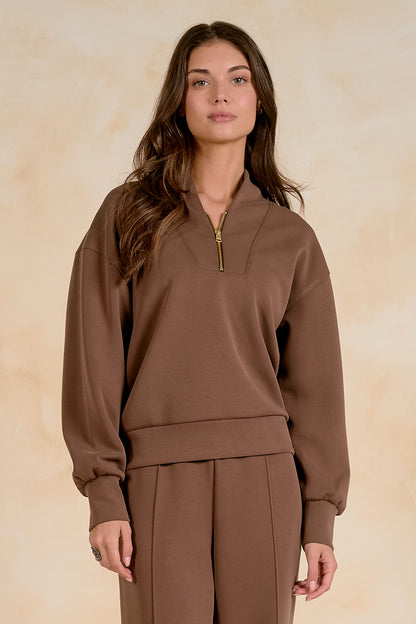 Elan Yummy 3/4 Zip Sweatshirt Top