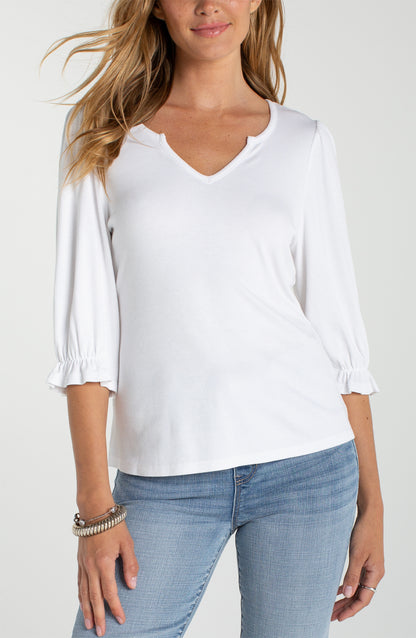 Liverpool Elbow Notch Knit Top