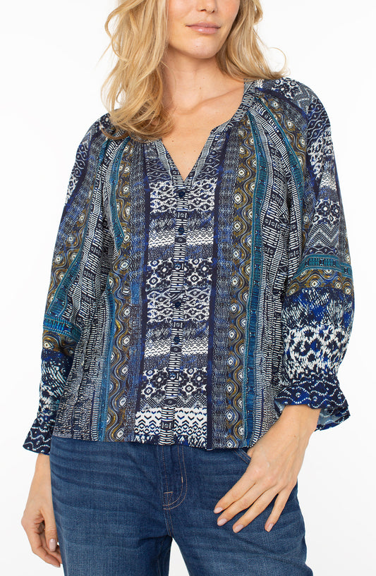 Liverpool 3/4 Sleeve BoHo Print Top