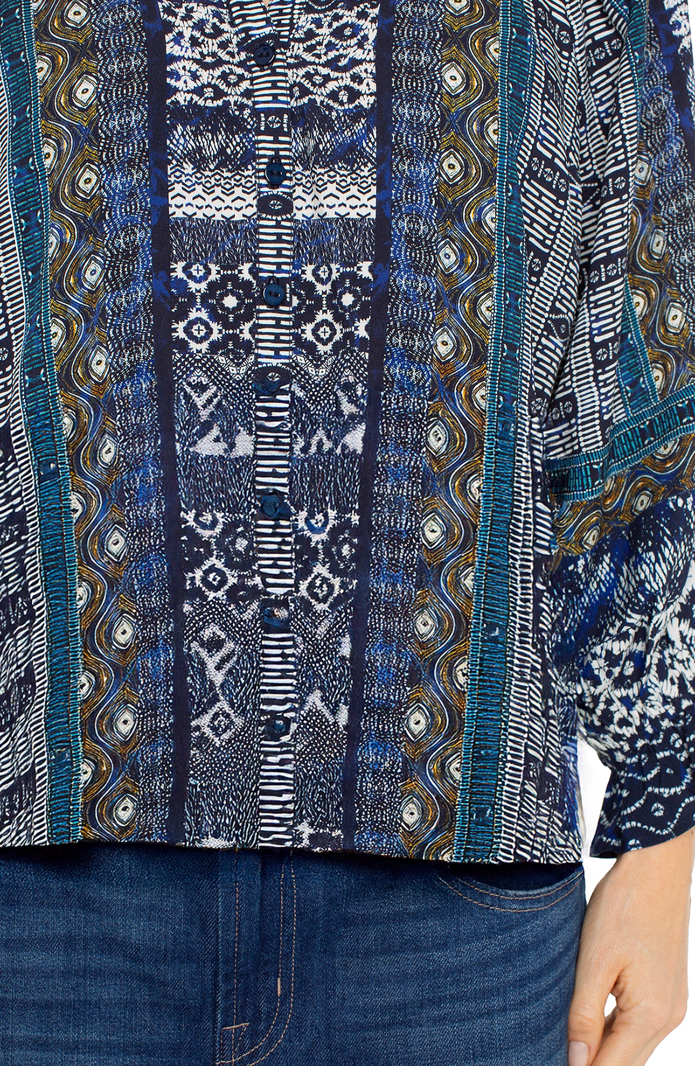 Liverpool 3/4 Sleeve BoHo Print Top