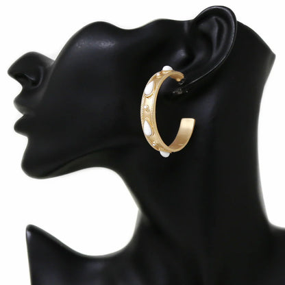 Resin Teardrop Matte Hoop Earrings