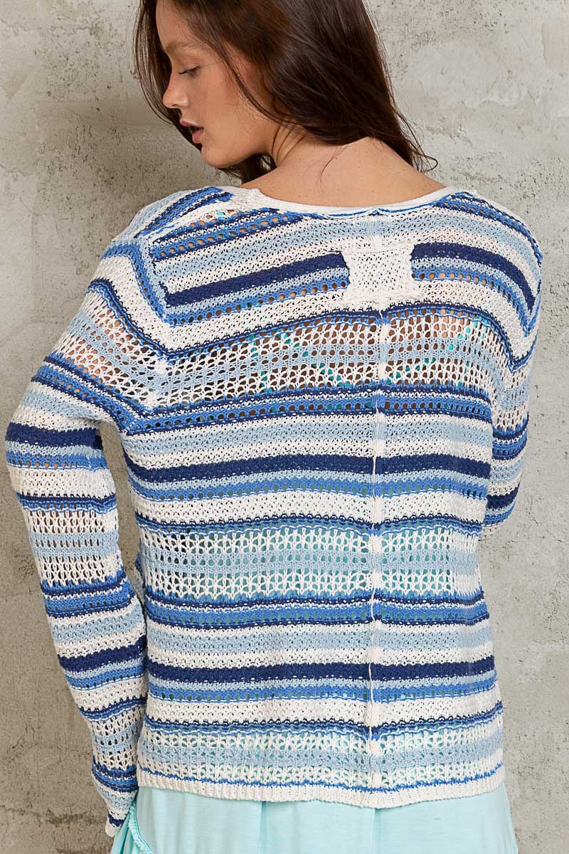 POL Stripey Open Cardi Sweater