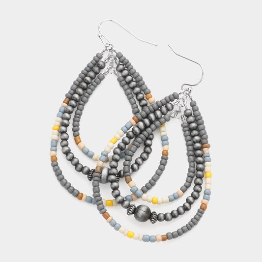 Seed Beaded Triple Teardrop Earrings