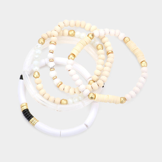 Stacked Natural White Bracelet Set