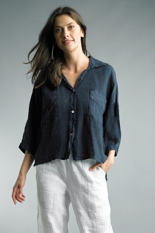 Tempo Paris relaxed linen button down top
