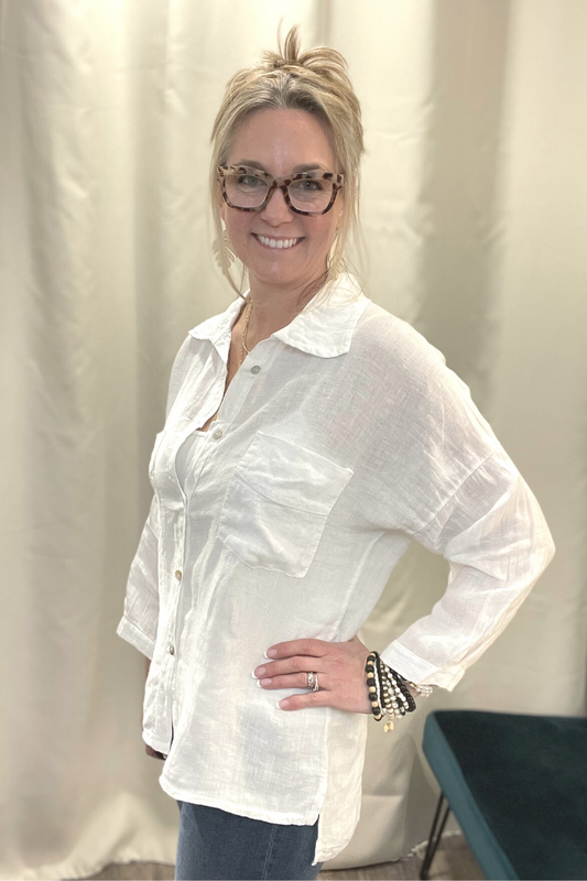 Tempo Paris relaxed linen button down top