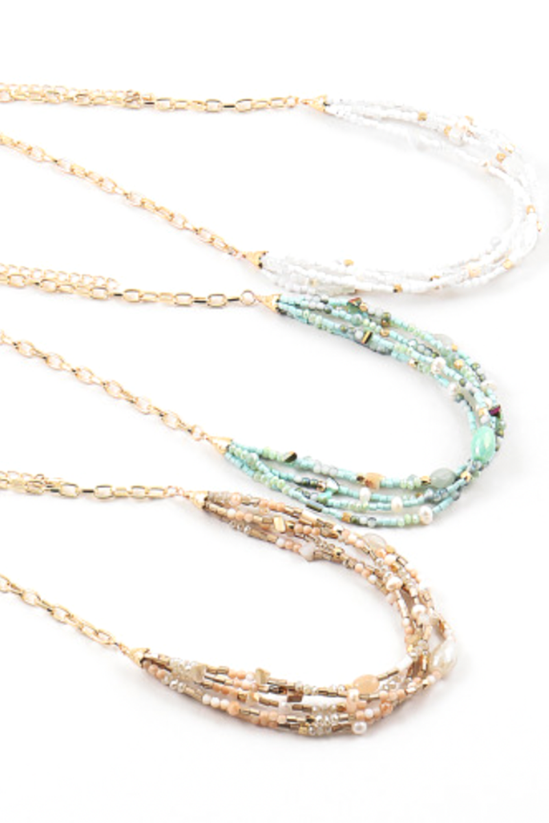 Golden Multi Layered Stone Necklace
