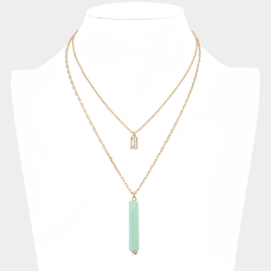 Natural Stone and Crystal Necklace