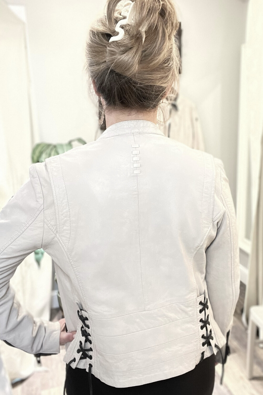 Mauritius Yara Tailored Off White Leather Jacket