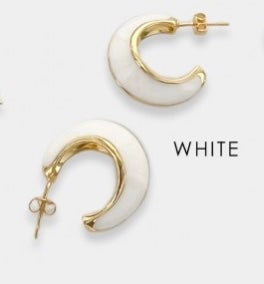 Enamel and Gold Plate Hoop Earrings