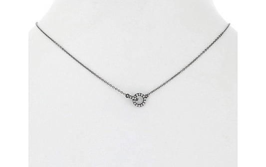 Tiny Gunmetal & CZ Necklace