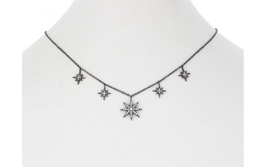 Tiny Gunmetal & CZ Necklace