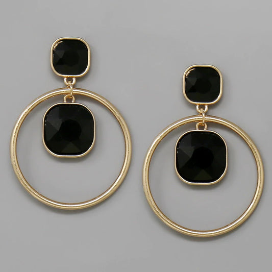 Faceted Crystal Hoop Drop Earrings