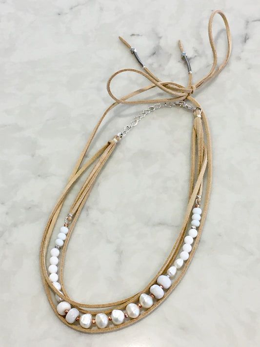 Nakamol Pearl and Leather Necklace