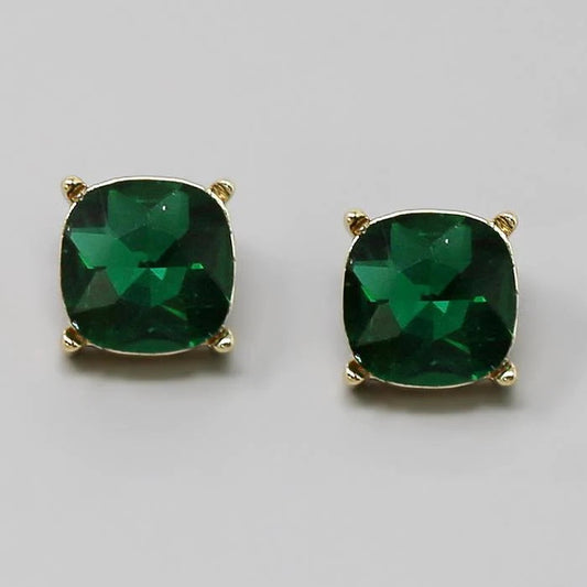 Chunky Square Stone Stud Earrings