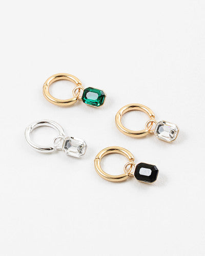 Small Hoop with Crystal Drop