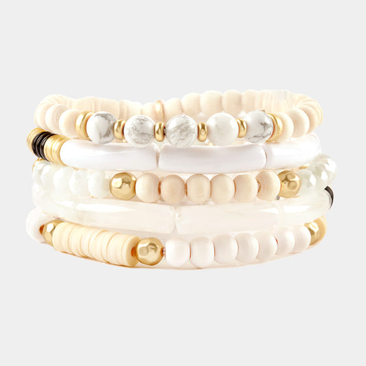 Stacked Natural White Bracelet Set