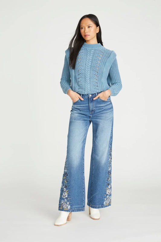 Driftwood Chloe Wide Bluebell Flower Jeans